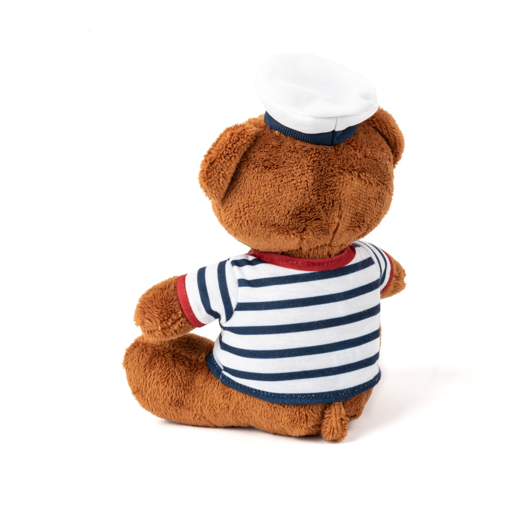 Maritime teddy bear with striped T-shirt