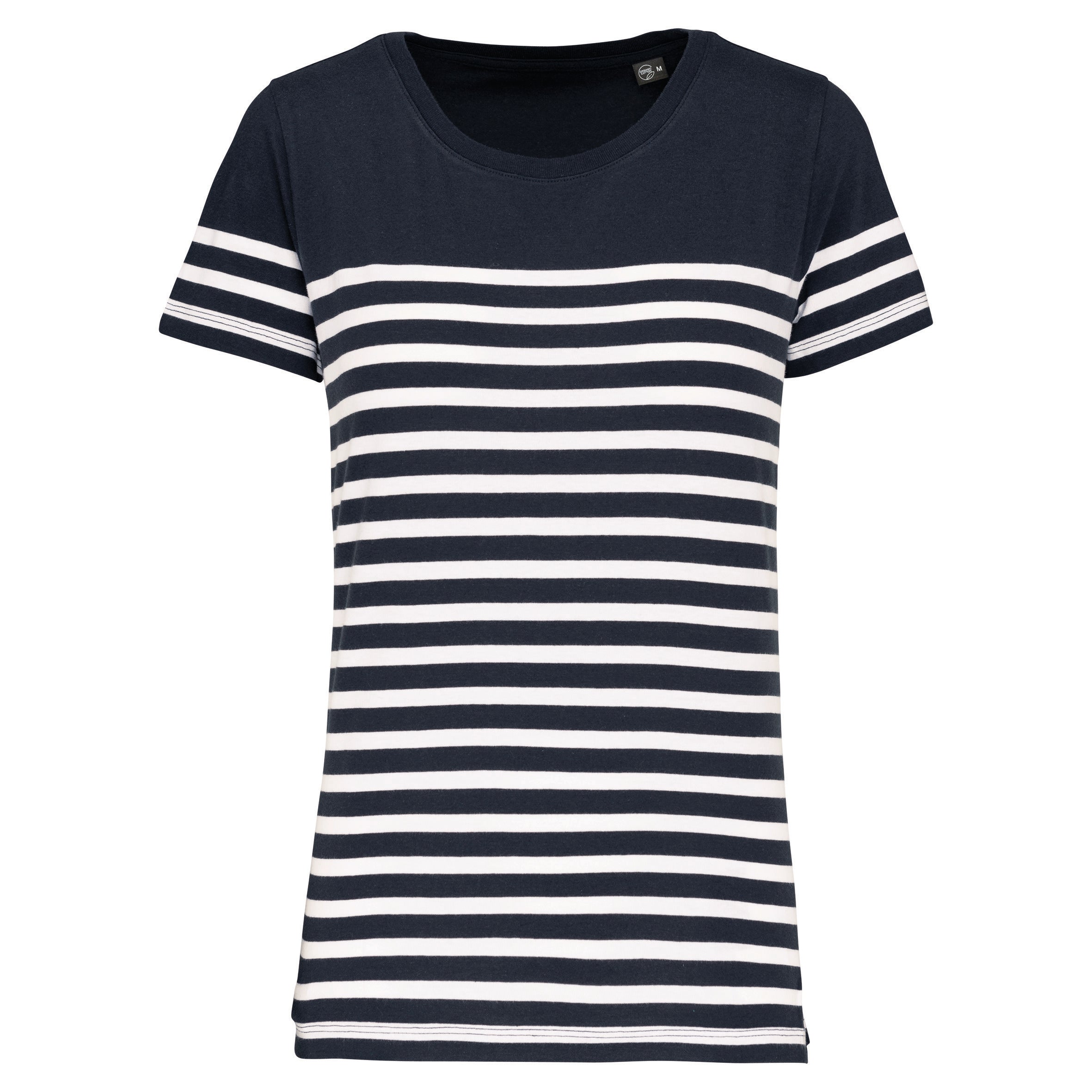 Sporty striped ladies' short-sleeved t-shirt