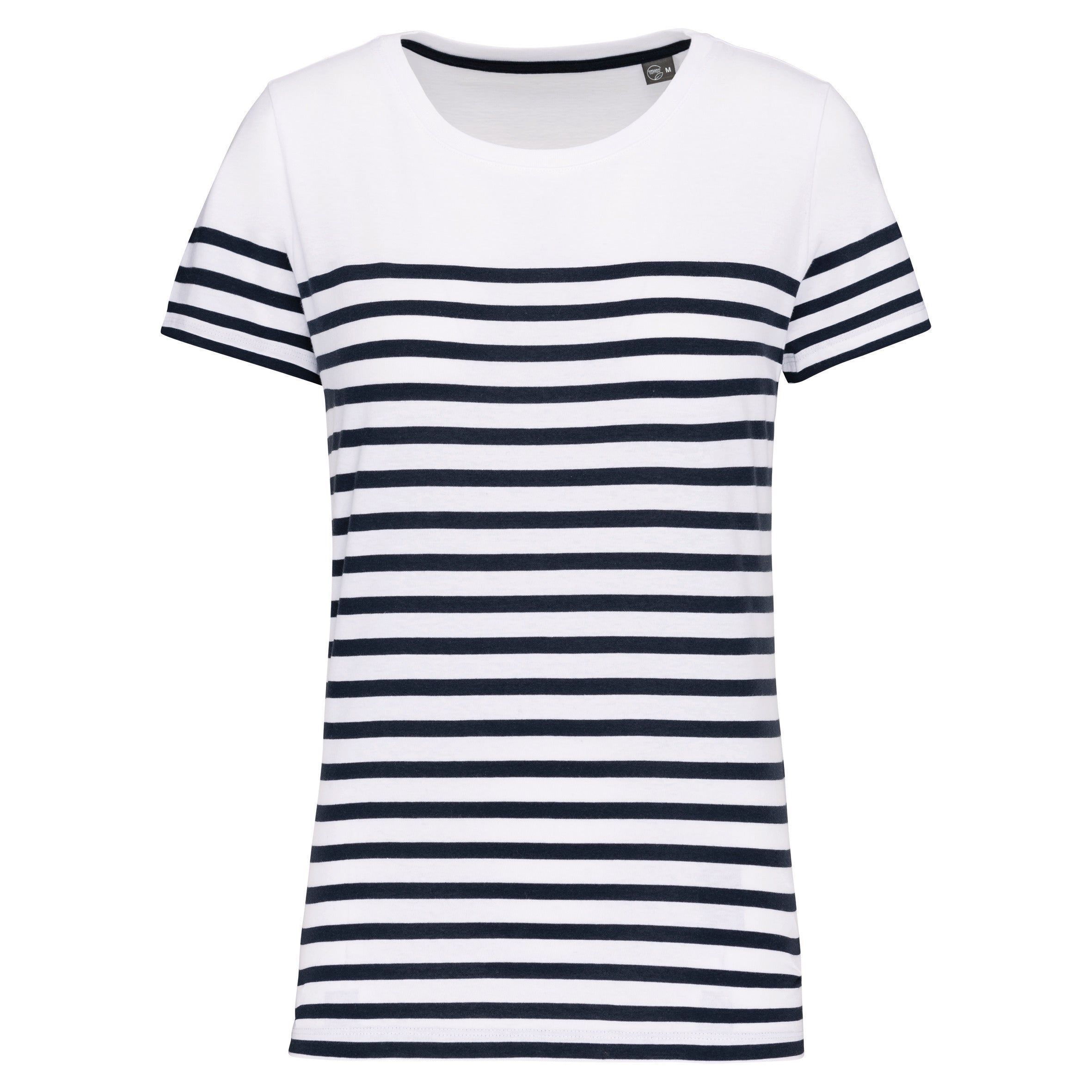 Sporty striped ladies' short-sleeved t-shirt